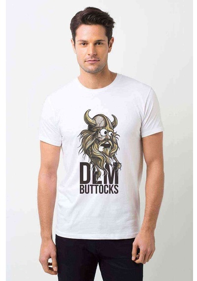 Dem Buttocks Baskılı Beyaz Erkek Tshirt (530984326)