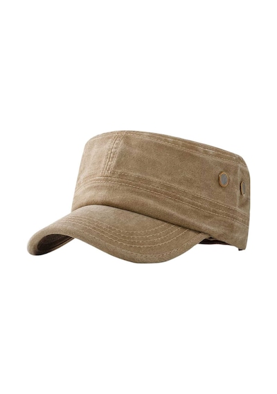Tezzgelsin Erkek Eskitme Vintage Pamuklu Castro Kep Şapka Camel