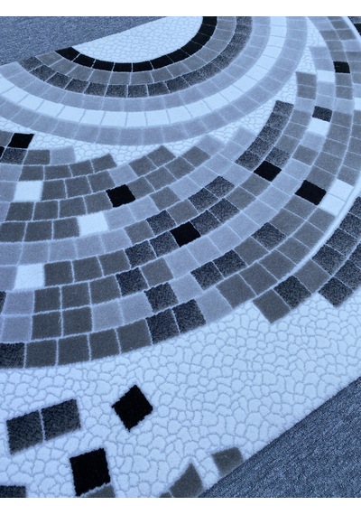 Gri Siyah Beyaz 120x230 Kesme Akrilik Halı