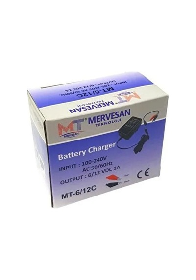 Mt-6/12c 6v-12v 1a Akü Şarj Cihazı 6 Volt Ve 12 Volt 1 Amper Kademeli Şarj Adaptörü Jaklı+krokodilli