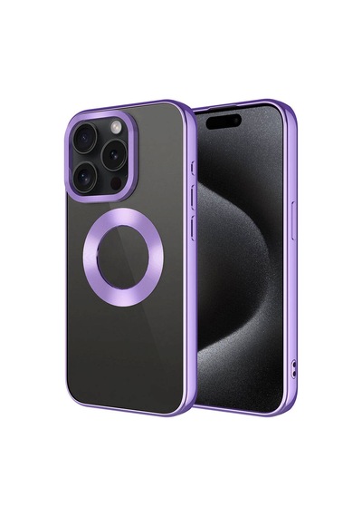Apple iPhone Uyumlu 15 Pro Max Kılıf Kamera Lens Korumalı Logo Gösteren İnce Hafif Pazarplus Lila