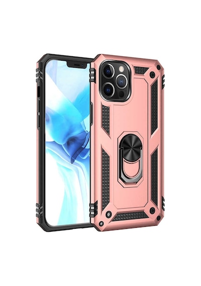 Apple Uyumlu  iPhone 12 Pro Kılıf Sert Silikon Yüzüklü Stand Özellikli Kapak