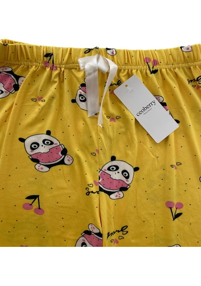 Kadın Panda Desenli Pijama Altı Milan - 106 Sarı
