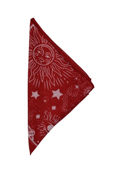 Bandana Atmosfer Desenli Kare Kırmızı