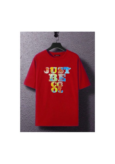 Medinenur Unisex Just Be Cool Baskılı Tshirt Kırmızı