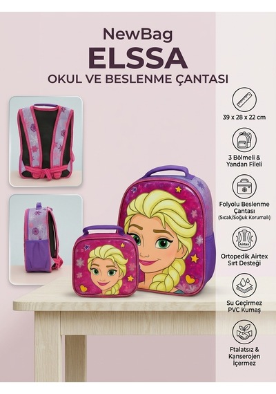Newbag Kız Elssa Okul ve Folyolu Beslenme Çantası Yeni Sezon