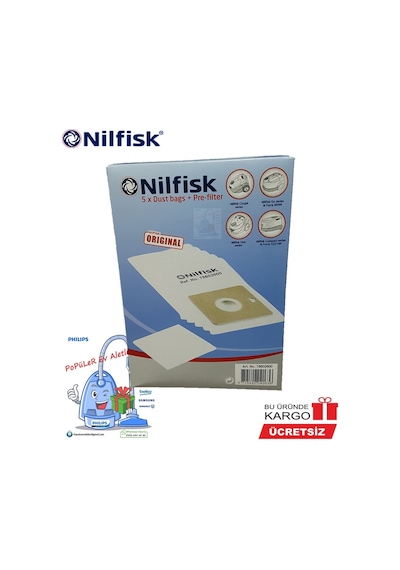 Nılfısk 30050002 Bravo+Action Süpürge Toz Torbası (5'Li Paket)