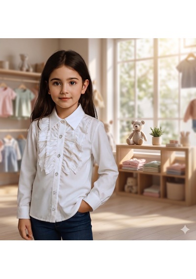 Elayza Kız Çocukları İçin Beyaz Gömlek / Okul Gömleği 306