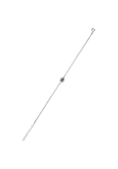 Damla Motifli Zirkon Taşlı Gümüş Bileklik - B077501
