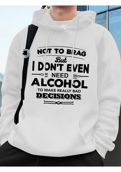 Startmore Startmoregerçekten Kötü Kararlar Verin Baskılı Erkek Kapüşonlu Üstü Sonbahar Bol Sweatshirt Hip Hop Ce Beyaz