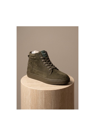 Bafaş Ayakkabı 371616 Haki Hakiki Dana Derisi Bilekli Erkek Sneaker