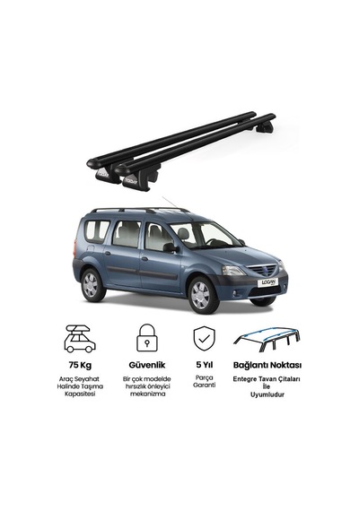 Venüs Dacia Logan Mcv 5d 2007-2013 Uyumlu Siyah Ara Atkı Port Bagaj Tavan Barı