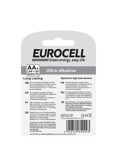 Eurocell Kalem Pil Aa4 Lr6 1.5 V