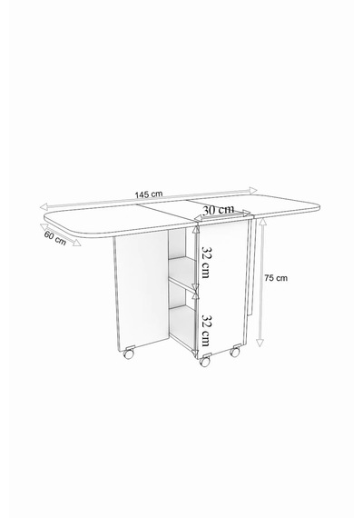 Oval Masa Açılır Katlanır Mdf