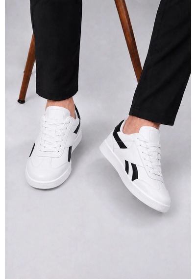 Ht Hotin Jetta Erkek Casual Sneaker Kauçuk Taban - Beyaz- Siyah Beyaz-siyah