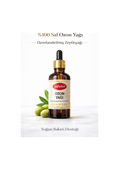 Ozon Yağı 50 Ml %100 Saf Ozonlanmış Zeytinyağı Yoğun Bakım Destekleyici Cilt Bakım Yağı