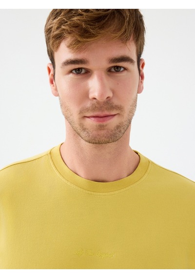 Oversize Fit Erkek Tshirt K.kol Dirty Yellow
