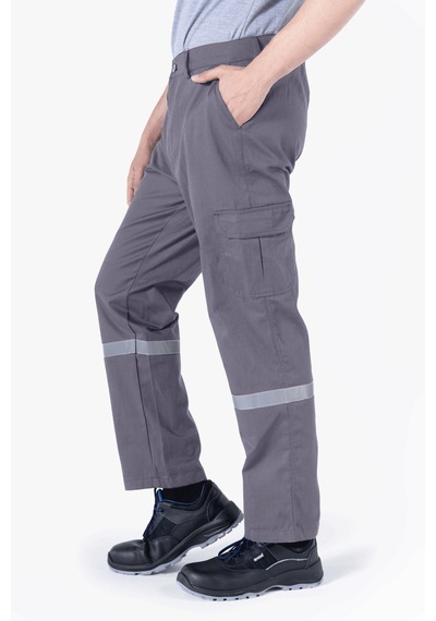 3 Cm Reflektörlü İş Pantolonu Gri