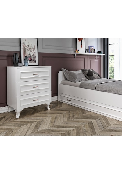 Kznhome Kartopu Country Oda Takımı - 3 Kapılı Gardırop, Şifonyer, Karyola