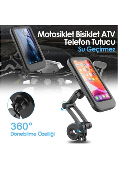 Su Geçirmez Mıknatıslı Motorsiklet Telefon Tutucu+Gidon Bağlantıs