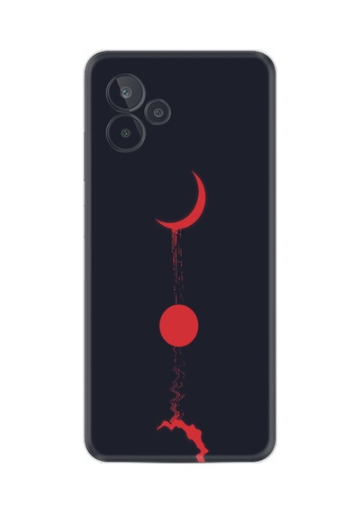 General Mobile Gm 24 Pro Kılıf Silikon Desen Özel Seri Red Moon 1710