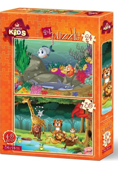 Art Kids 24+35 Parça Su Altı Ve Orman Hayvanları Çocuk Puzzle