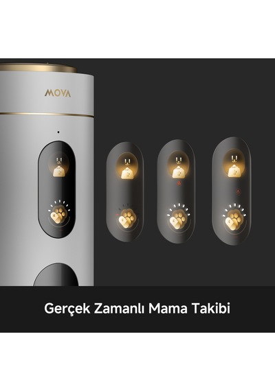 MOVA Nutripal 10 Ultra Akıllı Evcil Hayvan Mama Kabı 4 L Kapasite Paslanmaz Çelik Takviye Gıda Haznesi