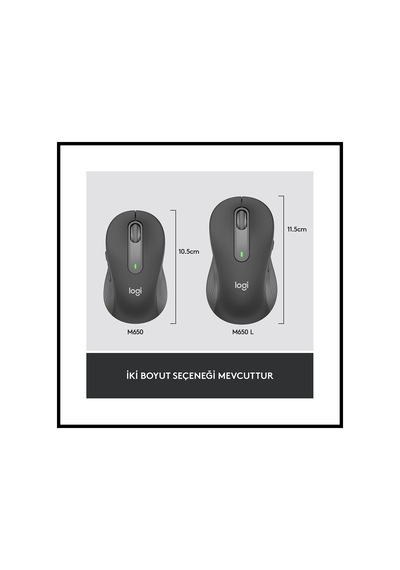 Logıtech 910-006236, M650l Signature, Siyah, Sağ El, Usb Nano 2,4g Kablosuz,4000dpi, Optik, 5 Tuşlu, Diğer