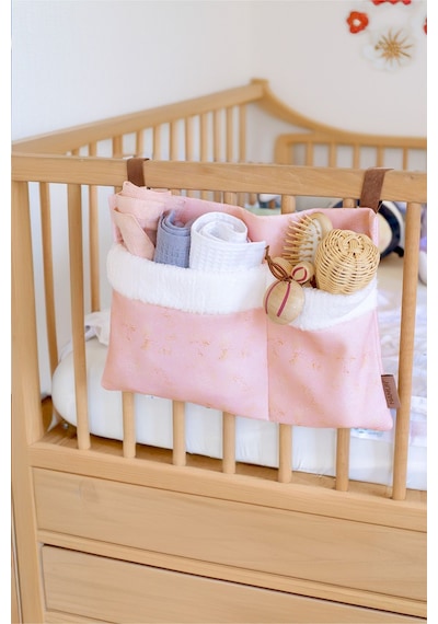 Pratik Askılı Organizer Bebek Arabası Beşik Kenar Fluffy Organizer Solid Pembe