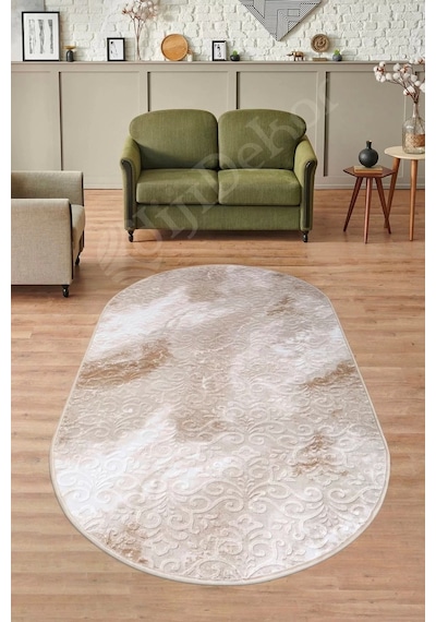 Dijidekor Halı Devetüyü Cool Yıkanabilir Saçaksız Oval Delüxe Yolluk Kilim Salon Halısı Modelleri Çok Renkli