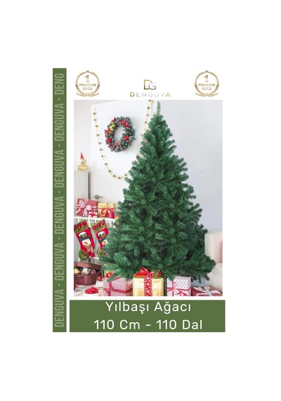 Premium Kutu Süsleme Seti Yılbaşı Çam Ağacı Renkli Işığı Yeni Yıl Süsleri Noel Paketi 110 Cm 110 Dal