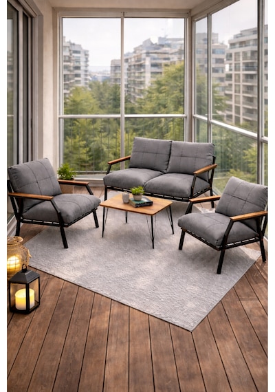 Ard & Garden Linda 211 Sehpalı Gri Fermuarlı Bahçe Balkon Takımı, Cafe, Salon - Metal Kanepe Koltuk Takımı Gri Ard & Garden Linda 211 Sehpalı Gri Fermuarlı Bahçe Balkon Takımı, Cafe, Salon - Metal Kanepe Koltuk Takımı Gri
