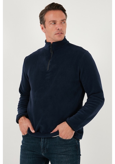 Buratti Slim Fit Yarım Fermuarlı Dik Yaka Erkek Polar 5906003 Lacivert