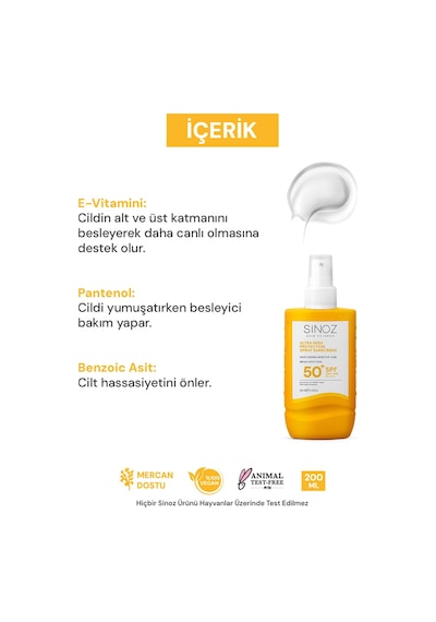Sinoz Hassas Bakım Ultra Yüksek Koruyucu ve Nemlendirici Güneş Kremi SPF50+ 200 ML Sinoz Hassas Bakım Ultra Yüksek Koruyucu ve Nemlendirici Güneş Kremi SPF50+ 200 ML