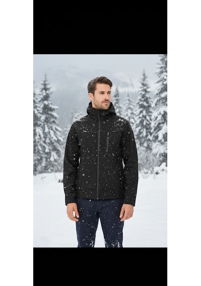 Luxıc Core Erkek Kapüşonlu Softshell Mont Siyah Suya Dayanıklı, Rüzgar Geçirmez Outdoor Mont