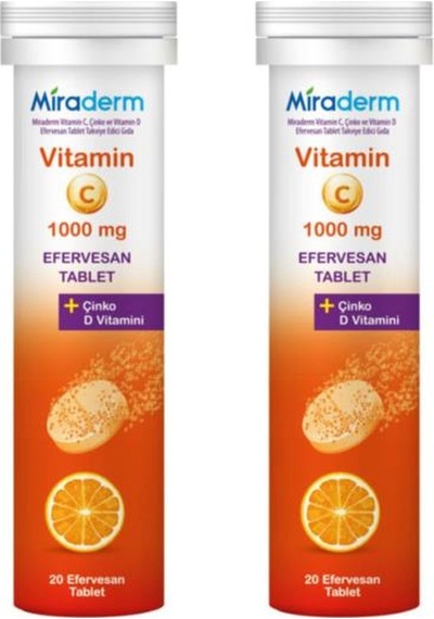 Miraderm Vitamin C 1000 Mg 20 Efervesan Tablet 2 Adet