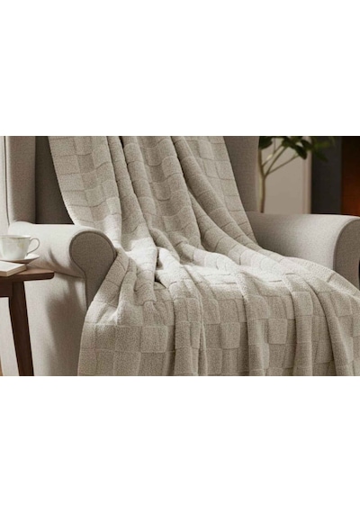 Merinos Fiona Stonecube Soft Battaniye 150x220 Bej Açık Bej