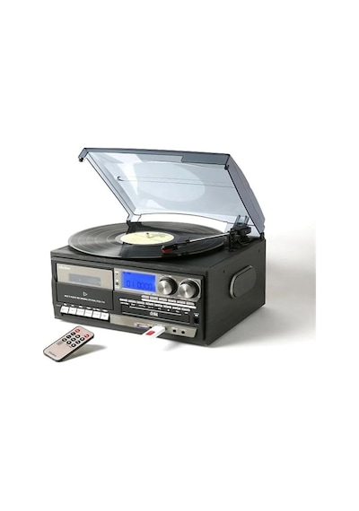 Nostaljik Siyah Pikap Kaset Cd Çalar Bluetoothlu Kumandalı Radyo Mp3 Usb 33-45-78 Lik Plakla Standart