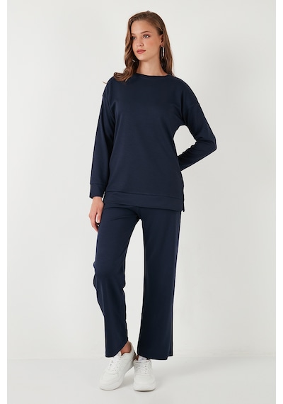 Lela Streç Bol Paça Regular Fit Oysho Kumaş Bayan Eşofman Altı 5865881 Lacivert