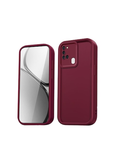 Fibaks Galaxy A21s Uyumlu Kılıf Kamera Korumalı Yumuşak Dokulu Darbe Emici Bordo Silikon Kapak