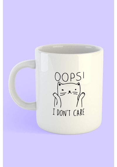 Kedi Oops Beyaz Kupa