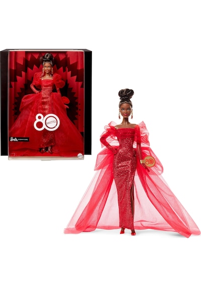 Barbie Mattel'in Özel 80. Doğum Günü Barbie Doll Simli Kırmızı Tül Elbise, Şeffaf Küpeli Ve Eldivenli İkonik Koleksiyon Bebek, Kahverengi, Jbj18 Esmer Barbie Mattel'in Özel 80. Doğum Günü Barbie Doll Simli Kırmızı Tül Elbise, Şeffaf Küpeli Ve Eldivenli İkonik Koleksiyon Bebek, Kahverengi, Jbj18 Esmer