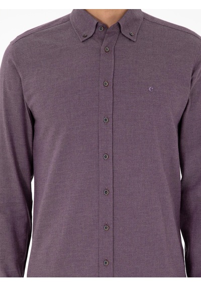 Cacharel Mürdüm Slim Fit Uzun Kollu Gömlek Pembe