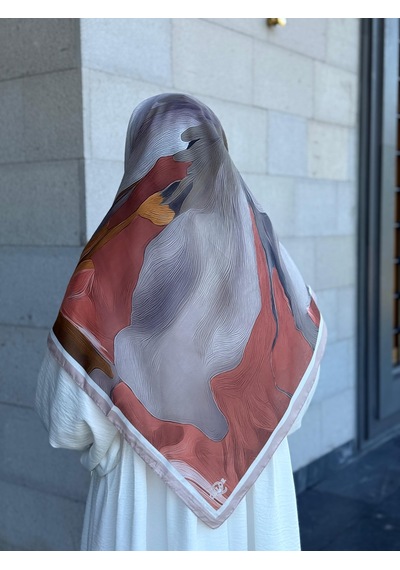 Qalortex Scarf Pamuklu Amber Desen Eşarp-somon