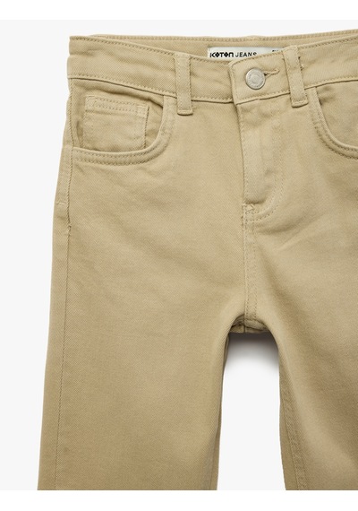 Koton Pamuklu Cep Detaylı Düz Paça Denim Pantolon Bej 6skb40040td Ekru