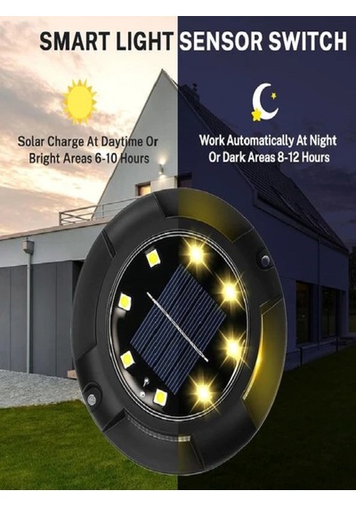 Mobgift 4'lü Solar Panelli Kazıklı Zemin Solar Ledi 8+4 Led Beyaz
