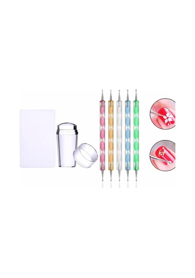 Tırnak Süs Damgalama French Stamper Aleti Tırnak Süsleme Desen Seti Dot Kalem Set Renkli
