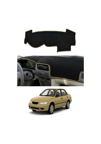 Toyota - Corolla 2000-2006 Uyumlu Torpido Koruma Kılıfı - Taba Şeritli
