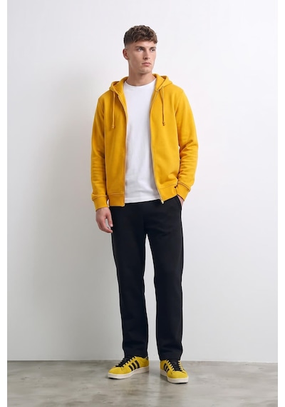 Markapia Erkek Fermuarlı Kapüşonlu İçi Polarlı Sweatshirt Sarı S
