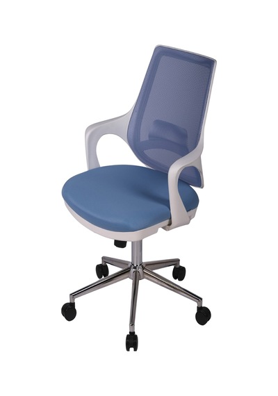 Ofisbazaar Buya Beyaz Fileli Çalışma Koltuğu Ergonomik Şef Ve Toplantı Koltuğu Açık Mavi Mavi